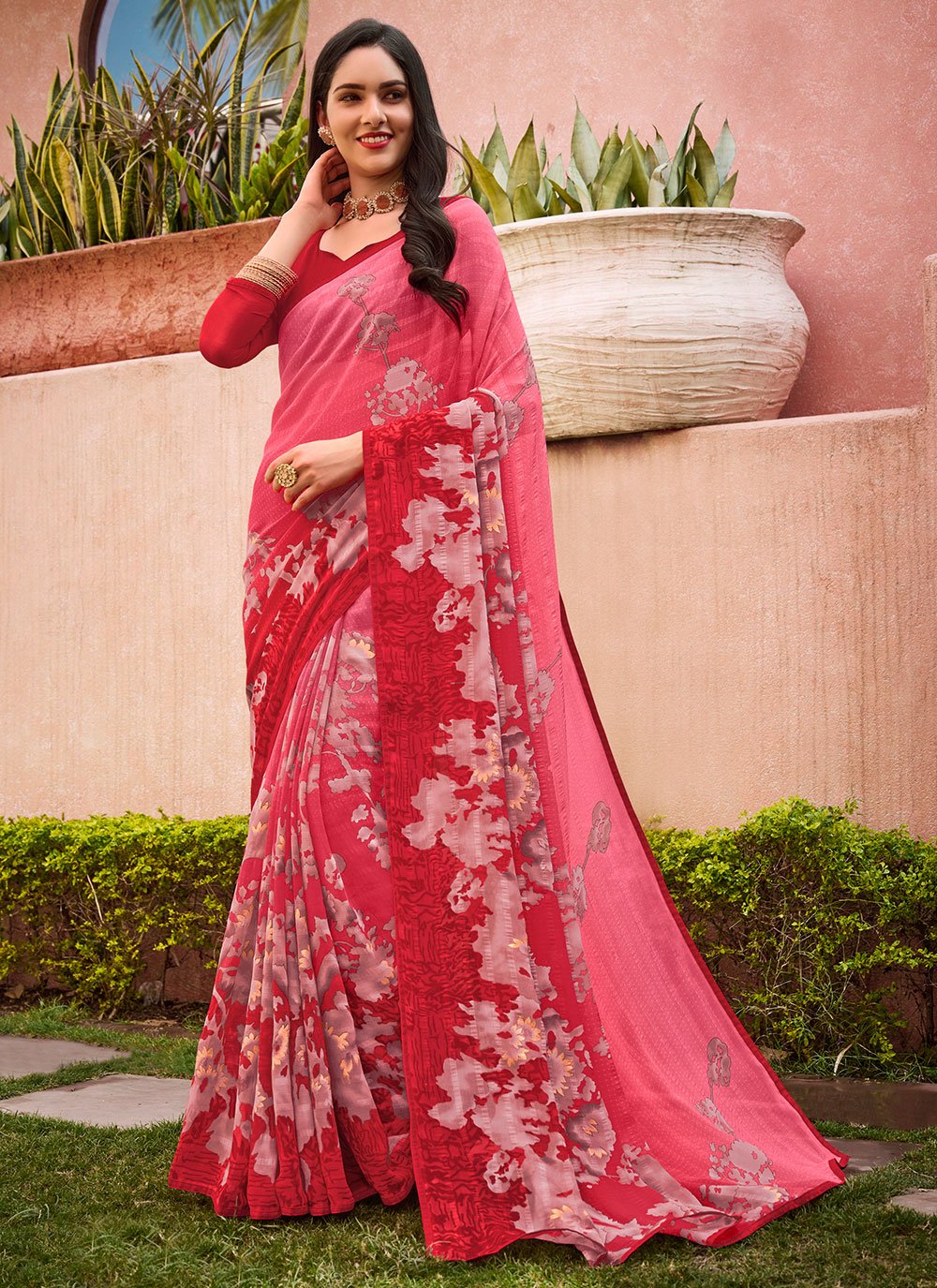 Trendy Saree Georgette Multi Colour Print Saree