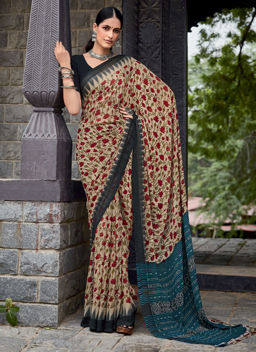 Trendy Saree Georgette Multi Colour Print Saree