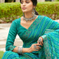Contemporary Georgette Turquoise Print Saree