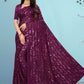 Contemporary Georgette Purple Sequins Saree