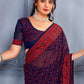 Trendy Saree Georgette Purple Embroidered Saree