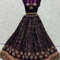 Lehenga Choli Georgette Purple Chikankari Work Lehenga Choli