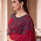 Classic Georgette Rani Embroidered Saree
