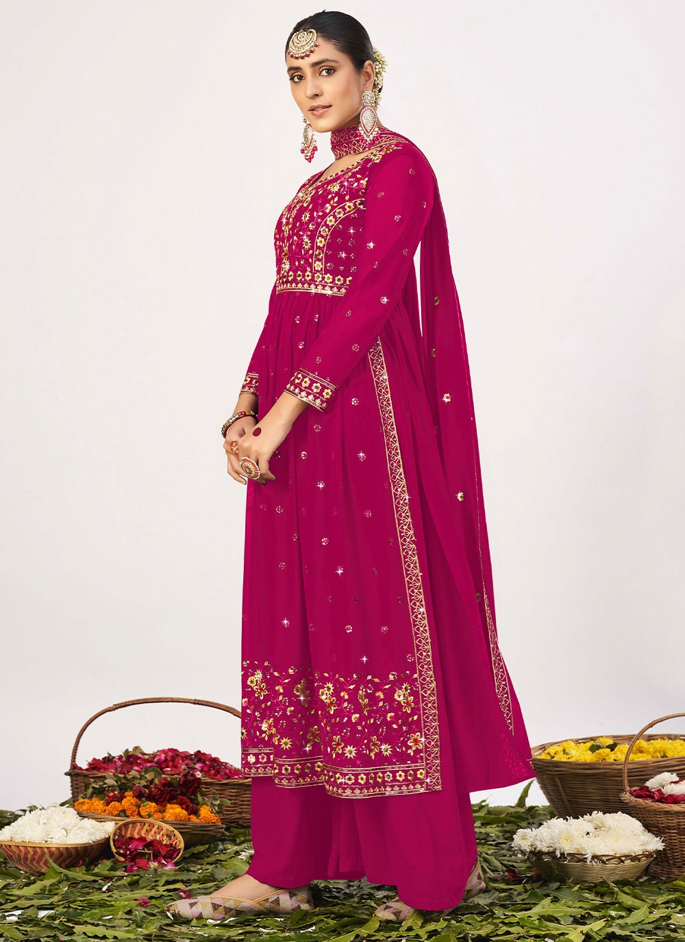 Salwar Suit Georgette Rani Embroidered Salwar Kameez