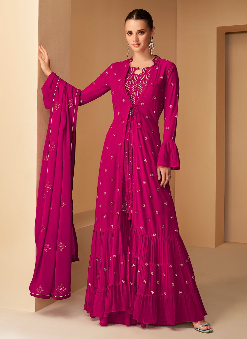 Salwar Suit Georgette Rani Embroidered Salwar Kameez