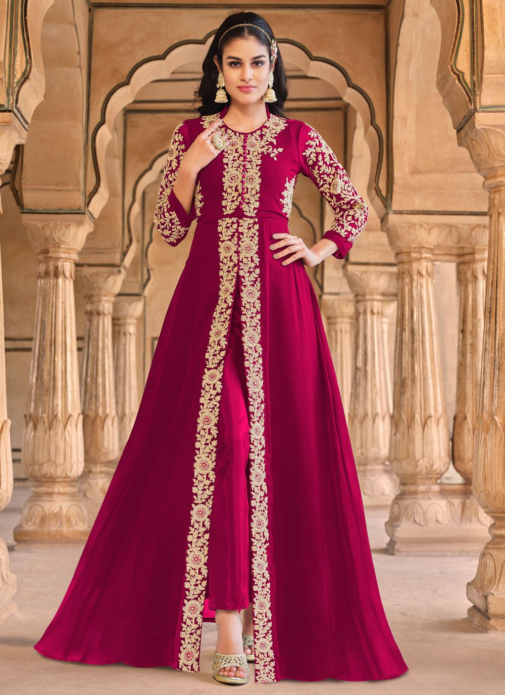 Floor Lenght Salwar Suit Georgette Rani Embroidered Salwar Kameez