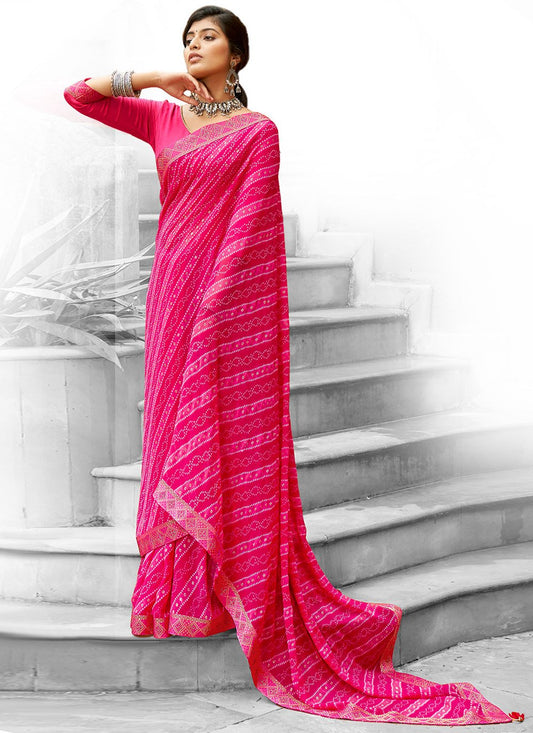 Trendy Saree Georgette Rani Print Saree