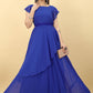 Gown Georgette Blue Plain Gown