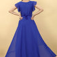 Gown Georgette Blue Plain Gown