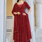 Salwar Suit Georgette Maroon Embroidered Salwar Kameez