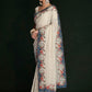 Contemporary Georgette Off White Lucknowi Work Saree