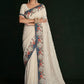 Contemporary Georgette Off White Lucknowi Work Saree