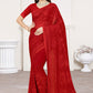 Classic Georgette Red Embroidered Saree