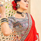 Classic Georgette Red Embroidered Saree