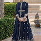 Floor Lenght Salwar Suit Georgette Blue Embroidered Salwar Kameez