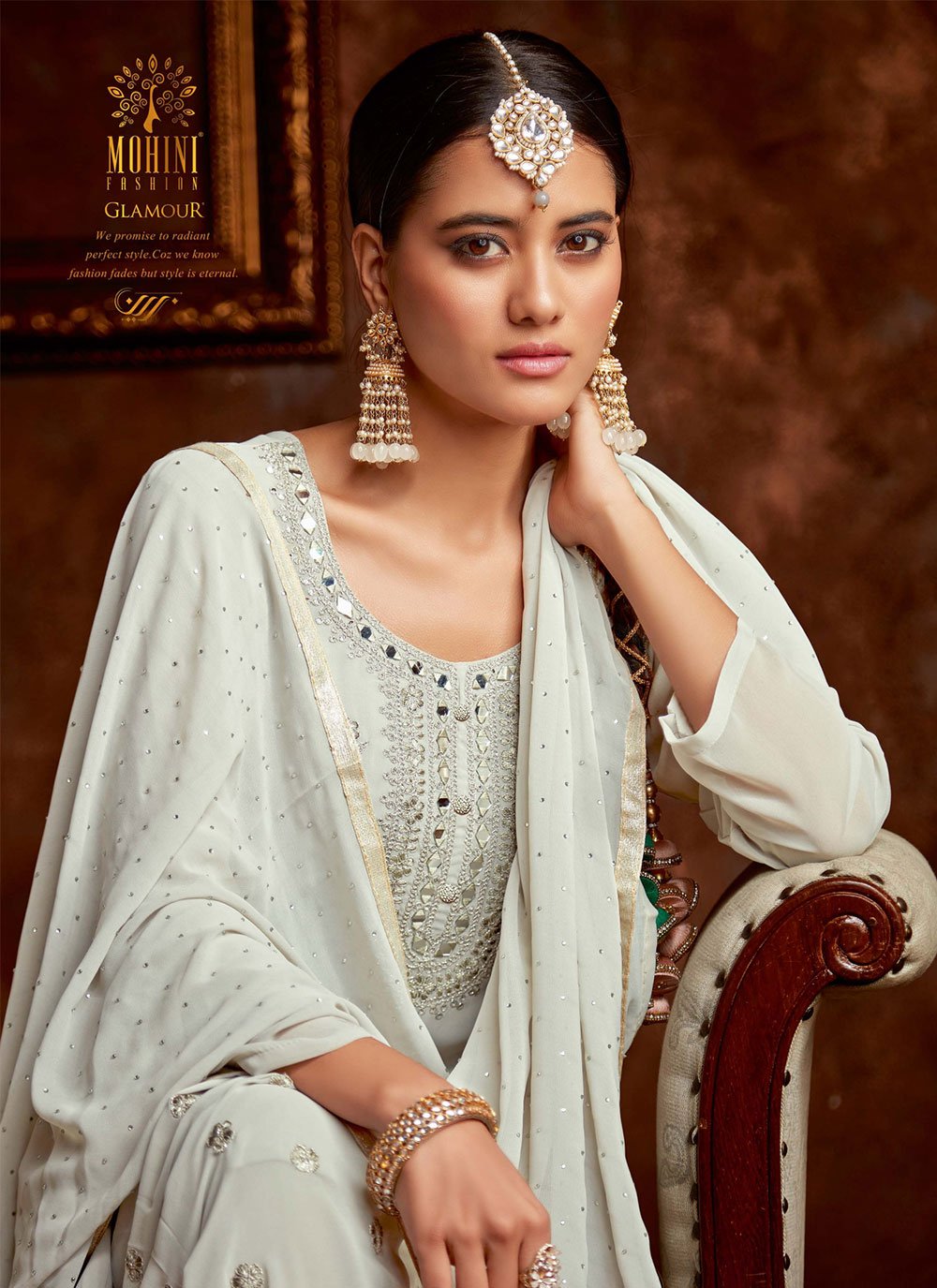 Salwar Suit Georgette White Embroidered Salwar Kameez