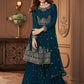 Salwar Suit Georgette Teal Embroidered Salwar Kameez