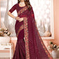 Traditional Saree Georgette Wine Embroidered Saree