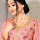A Line Lehenga Georgette Pink Embroidered Lehenga Choli