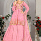 A Line Lehenga Georgette Pink Embroidered Lehenga Choli