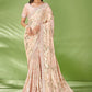 Classic Georgette Jacquard Beige Foil Print Saree