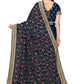 Classic Georgette Teal Embroidered Saree