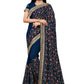 Classic Georgette Teal Embroidered Saree