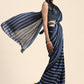 Trendy Saree Georgette Satin Black Blue Embroidered Saree