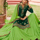 A Line Lehenga Georgette Satin Green Diamond Lehenga Choli