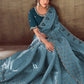 Designer Georgette Satin Blue Embroidered Saree