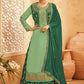 Lehenga Choli Georgette Satin Green Embroidered Lehenga Choli