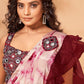 Designer Georgette Satin Maroon Print Saree
