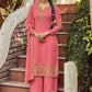 Palazzo Salwar Suit Georgette Satin Peach Diamond Salwar Kameez