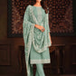 Designer Straight Salwar Suit Georgette Sea Green Embroidered Salwar Kameez