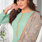 Straight Salwar Suit Georgette Sea Green Embroidered Salwar Kameez