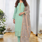 Straight Salwar Suit Georgette Sea Green Embroidered Salwar Kameez