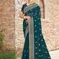 Classic Georgette Sea Green Embroidered Saree