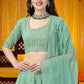 A Line Lehenga Georgette Sea Green Embroidered Lehenga Choli