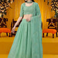 A Line Lehenga Georgette Sea Green Embroidered Lehenga Choli
