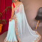 Classic Georgette Aqua Blue Sequins Saree