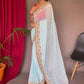 Classic Georgette Aqua Blue Sequins Saree