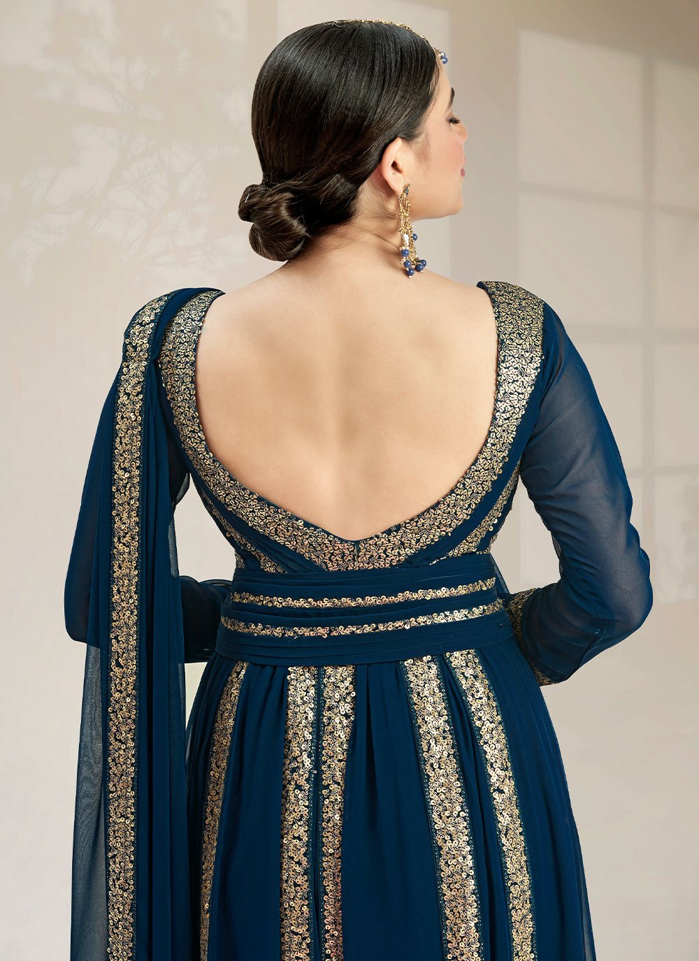 Salwar Suit Georgette Blue Embroidered Salwar Kameez