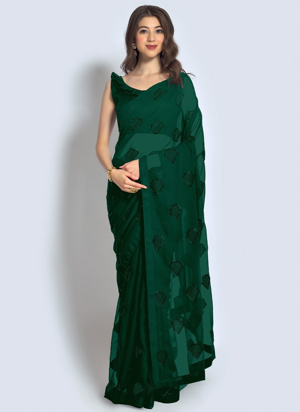 Traditional Saree Georgette Green Sequins Saree