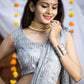 Trendy Saree Georgette Grey Embroidered Saree
