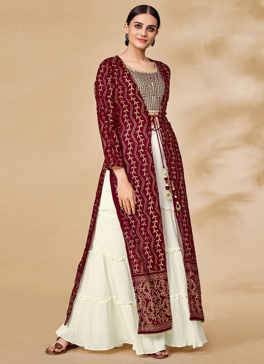 Salwar Suit Georgette Maroon Sequins Salwar Kameez