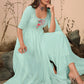 Palazzo Salwar Suit Georgette Aqua Blue Embroidered Salwar Kameez