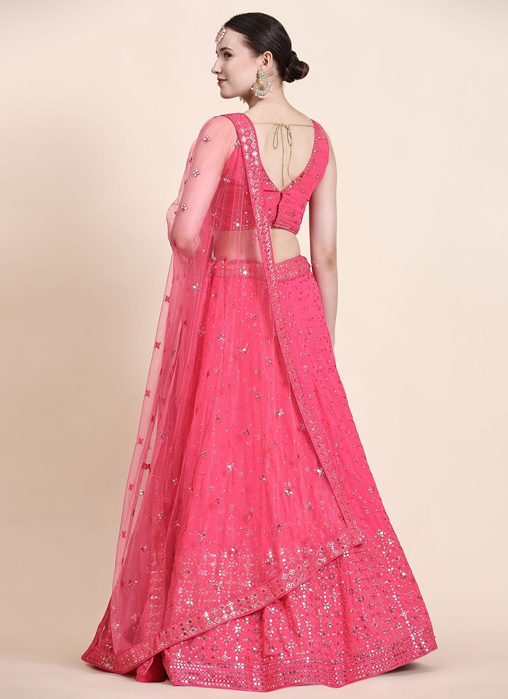 Lehenga Choli Georgette Pink Sequins Lehenga Choli