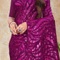 Designer Georgette Purple Sequins Saree