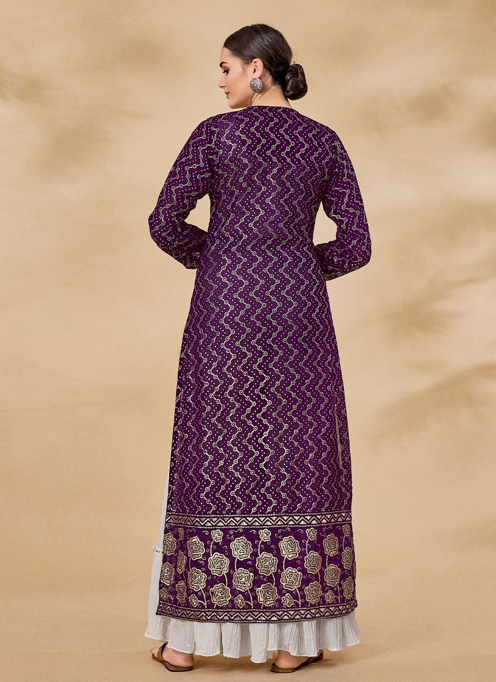 Salwar Suit Georgette Purple Sequins Salwar Kameez
