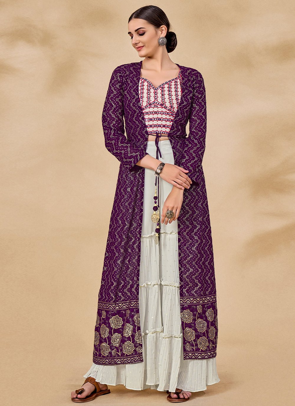 Salwar Suit Georgette Purple Sequins Salwar Kameez